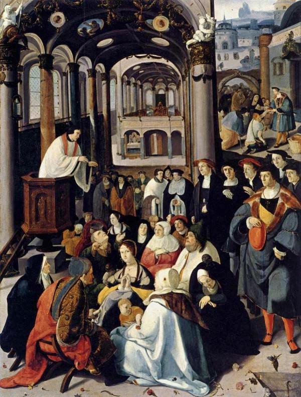 Preaching in the Church by Lucas van Leyden